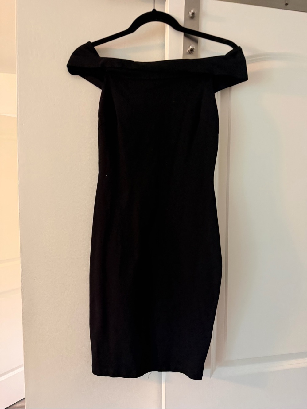 Off-Shoulder Black Sheath Dress